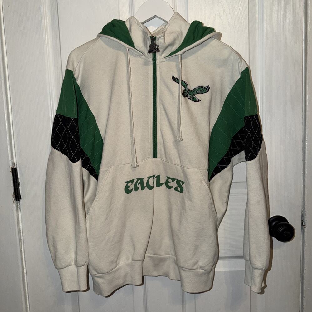 Starter Women’s White Philadelphia Eagles Throwback Teammate Half-Zip Hoodie L